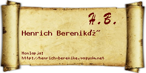 Henrich Bereniké névjegykártya